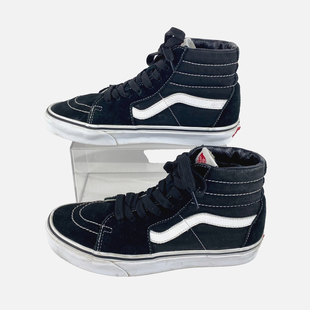 Vans Classic Sk8-Hi Tennis Shoe Womens 8.5 Black White Athletic Skater Sneakers
